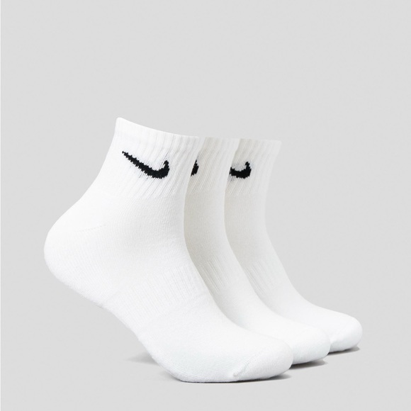 Nike Dri-fit Everyday Cushioned Quarter Cut Ankle socks white 3 pair Pack - Picture 2 of 16